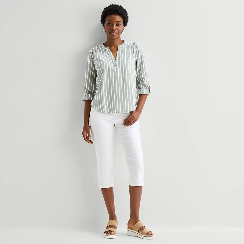 St. John's Bay Womens V Neck Long Sleeve Blouse
