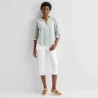 St. John's Bay Womens V Neck Long Sleeve Blouse