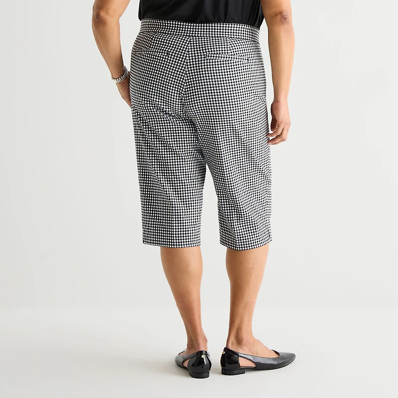 Liz Claiborne Lisa Womens Plus Stretch Fabric Straight Mid Rise Capri Pant