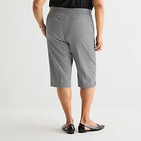 Liz Claiborne Lisa Womens Plus Stretch Fabric Straight Mid Rise Capri Pant