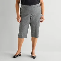 Liz Claiborne Lisa Womens Plus Stretch Fabric Straight Mid Rise Capri Pant