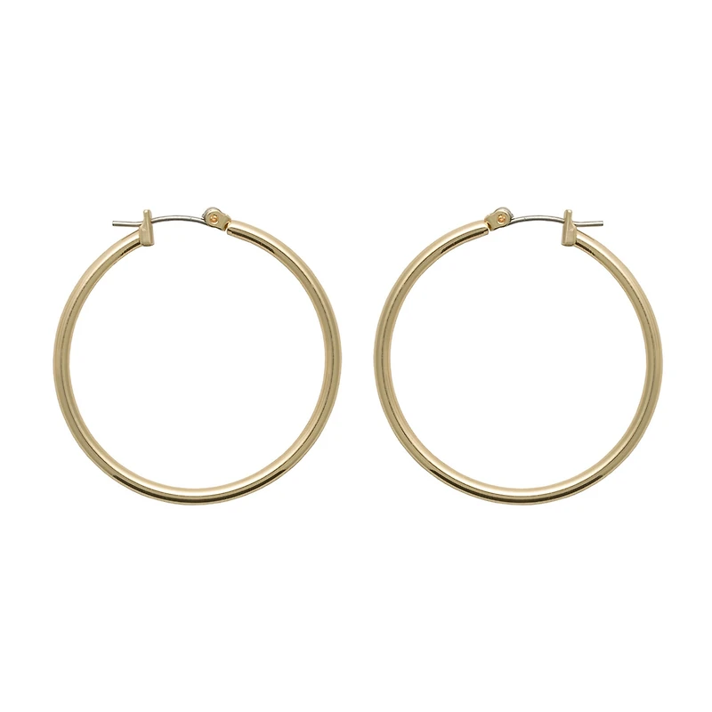 Bold Elements Thin Womens 35mm Hoop Earrings