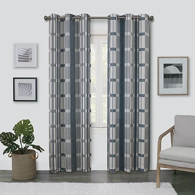 Regal Home Surfaces Plaid Grommet Top Light-Filtering Single Curtain Panel