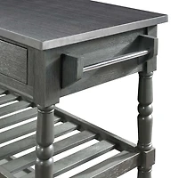 French Country Stainless Steel Counter Top Kitchen Cart with Wine Rack