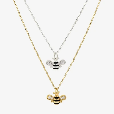 Sparkle Allure Womens Cubic Zirconia 14K Gold Over Brass Pure Silver Over Brass 2-pc. Necklace Set