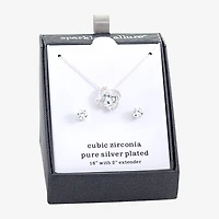 Sparkle Allure Womens Cubic Zirconia Pure Silver Over Brass Knot 2-pc. Jewelry Set