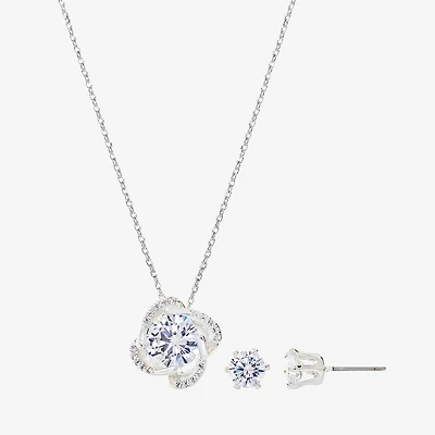 Sparkle Allure Womens Cubic Zirconia Pure Silver Over Brass Knot 2-pc. Jewelry Set