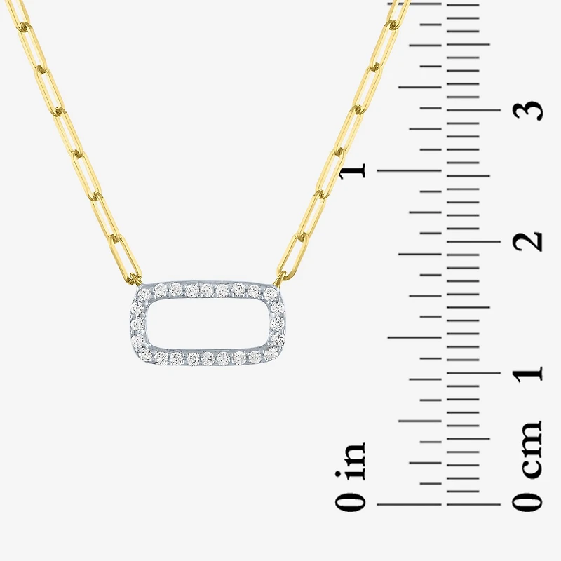 Diamond Addiction Womens 1/8 CT. T.W. Natural White 10K Gold Paperclip 18 Inch Pendant Necklace
