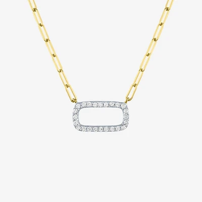 Diamond Addiction Womens 1/8 CT. T.W. Natural White 10K Gold Paperclip 18 Inch Pendant Necklace