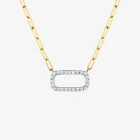 Diamond Addiction Womens 1/8 CT. T.W. Natural White 10K Gold Paperclip 18 Inch Pendant Necklace
