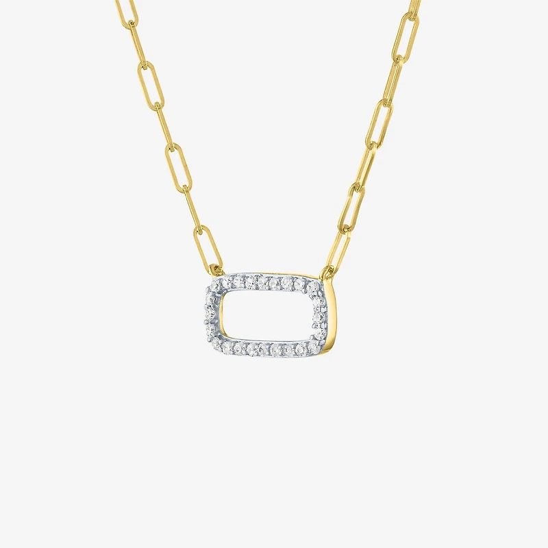 Diamond Addiction Womens 1/8 CT. T.W. Natural White 10K Gold Paperclip 18 Inch Pendant Necklace
