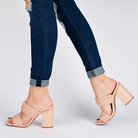 Journee Collection Melissa Womens Round Open Toe Block Heel Pumps