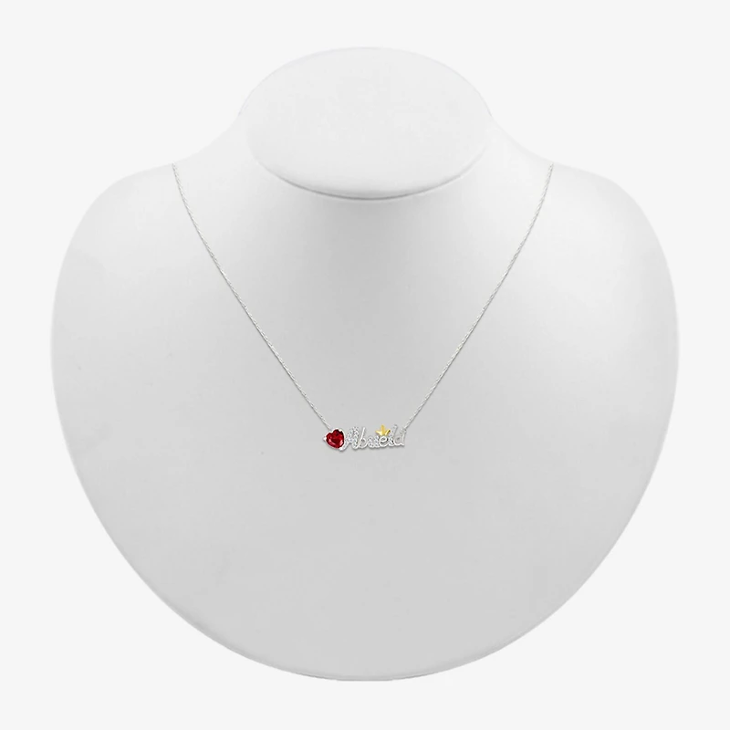 Abuela Womens Lab Created Red Ruby 10K Gold Sterling Silver Heart 18 Inch Pendant Necklace
