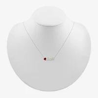 Abuela Womens Lab Created Red Ruby 10K Gold Sterling Silver Heart 18 Inch Pendant Necklace