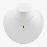 Madre Womens Lab Created Red Ruby 10K Rose Gold Sterling Silver Heart 18 Inch Pendant Necklace