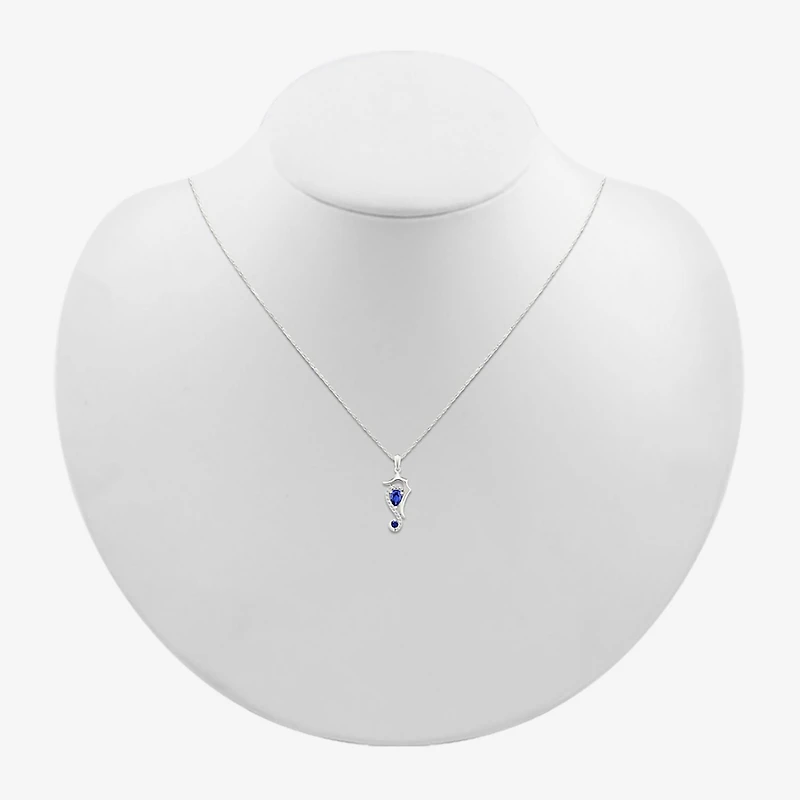Sea Horse Womens Lab Created Blue Sapphire Sterling Silver 18 Inch Pendant Necklace
