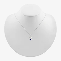Dolphin Womens Diamond Accent Lab Created Blue Sapphire Sterling Silver 18 Inch Pendant Necklace