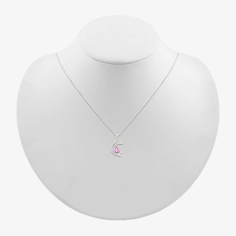 Dolphin Womens Diamond Accent Lab Created Sapphire Sterling Silver 18 Inch Pendant Necklace