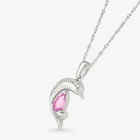 Dolphin Womens Diamond Accent Lab Created Sapphire Sterling Silver 18 Inch Pendant Necklace