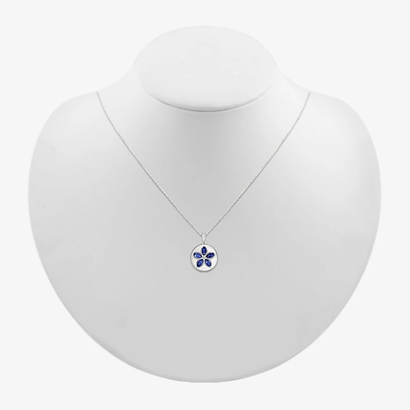 Womens Lab Created Sapphire Sterling Silver 18 Inch Pendant Necklace