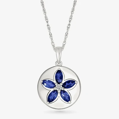 Womens Lab Created Blue Sapphire Sterling Silver 18 Inch Pendant Necklace
