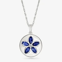 Womens Lab Created Sapphire Sterling Silver 18 Inch Pendant Necklace