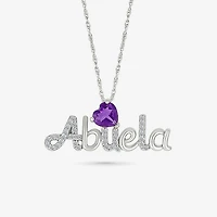 Abuela Womens Genuine Purple Amethyst Sterling Silver Heart 18 Inch Pendant Necklace