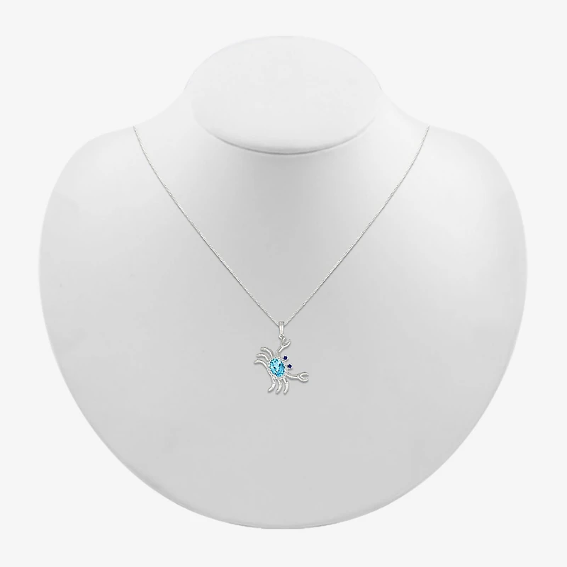 Crab Womens Genuine Blue Topaz Sterling Silver 18 Inch Pendant Necklace