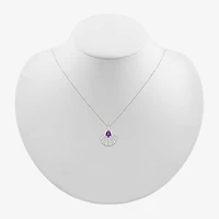 Seashell Womens Genuine Purple Amethyst Sterling Silver 18 Inch Pendant Necklace