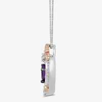 Enchanted Disney Fine Jewelry Womens 1/8 CT. T.W. Genuine Purple Amethyst 14K Rose Gold Over Silver 18 Inch Pendant Necklace