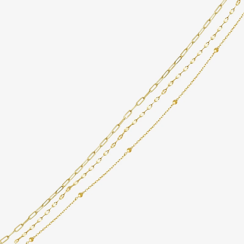 16/18/20 Inch Womens 14K Gold Over Brass Hypoallergenic 3-pc. Necklace Set