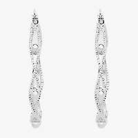 Silver Reflections Twisted Womens 42mm Hoop Earrings