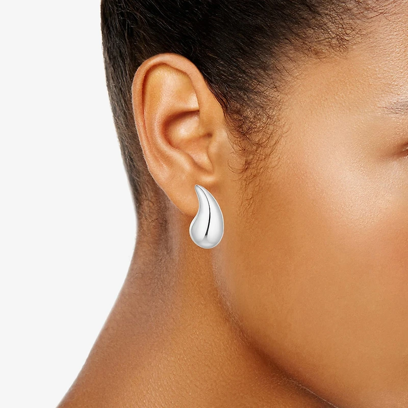 Silver Reflections Womens 22.5mm Hoop Earrings