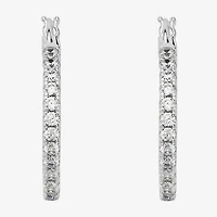 Silver Reflections Womens Cubic Zirconia 27.5mm Hoop Earrings