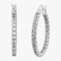 Silver Reflections Womens Cubic Zirconia 27.5mm Hoop Earrings