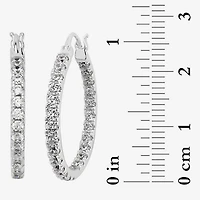 Silver Reflections Womens Cubic Zirconia 27.5mm Hoop Earrings
