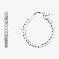 Silver Reflections Womens Cubic Zirconia 27.5mm Hoop Earrings