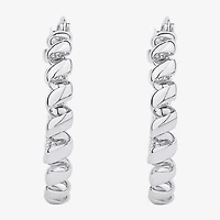 Silver Reflections Double Womens 38mm Hoop Earrings