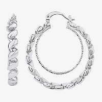 Silver Reflections Double Womens 38mm Hoop Earrings