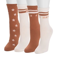 Muk Luks Womens 4 Pair Crew Socks