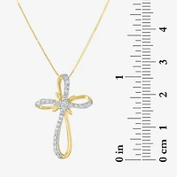 (H-I / I1) Womens 1/3 CT. T.W. Lab Grown White Diamond 10K Gold Cross 18 Inch Pendant Necklace