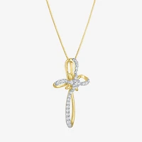 (H-I / I1) Womens 1/3 CT. T.W. Lab Grown White Diamond 10K Gold Cross 18 Inch Pendant Necklace
