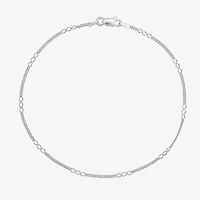 Made in Italy Womens Sterling Silver 9 1/2 Inch Solid Link Ankle Bracelet