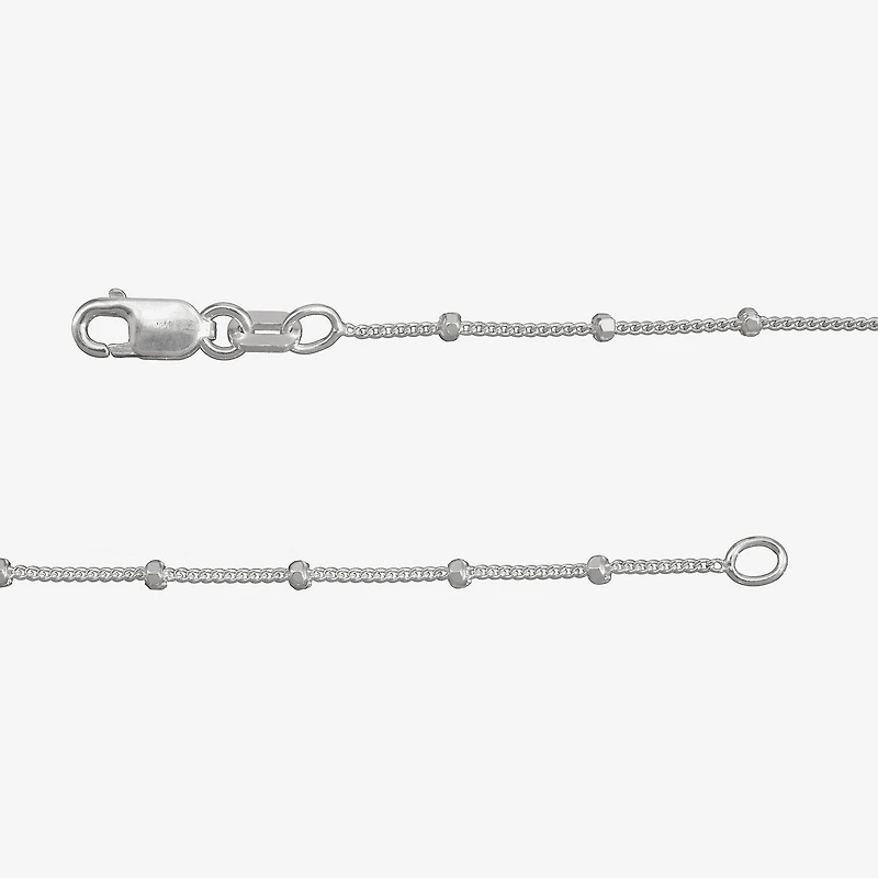 Made in Italy Womens Sterling Silver 9 1/2 Inch Solid Bead Ankle Bracelet