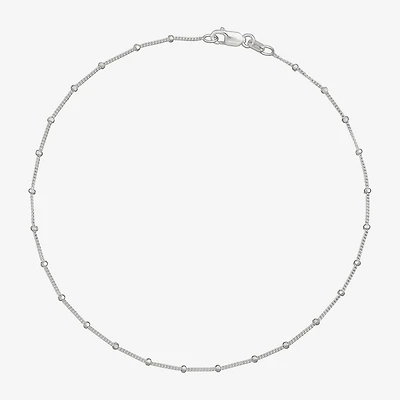 Made in Italy Womens Sterling Silver 9 1/2 Inch Solid Bead Ankle Bracelet