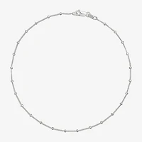 Made in Italy Womens Sterling Silver 9 1/2 Inch Solid Bead Ankle Bracelet