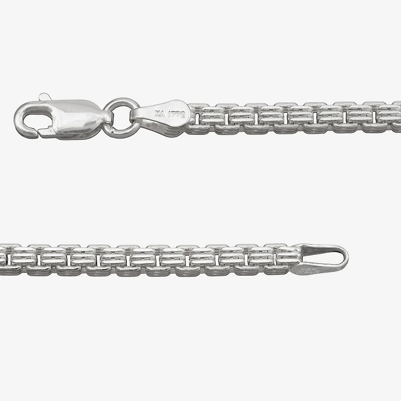 Made in Italy Mens Sterling Silver 8 1/2 Inch Solid Box Chain Bracelet