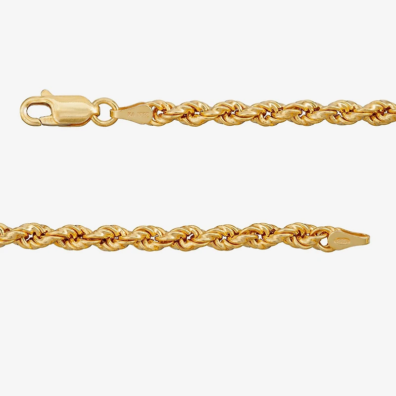 Made in Italy Womens 24K Gold Over Silver Inch Rope Chain Necklace