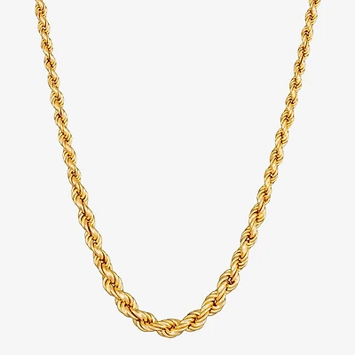 Made in Italy Womens 24K Gold Over Silver Inch Rope Chain Necklace