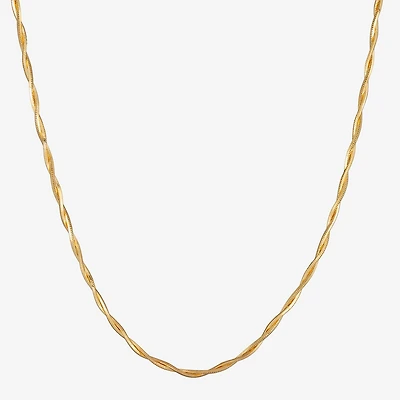 Made in Italy Womens 24K Gold Over Silver 20 Inch Braid Chain Necklace